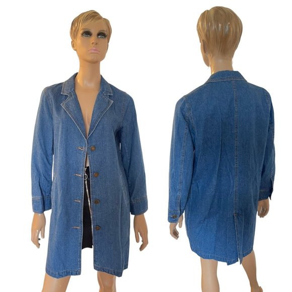 Denim & Co. Blue Jean Lined Relaxed Fit Jacket Coat - Size S - Picture 1 of 10